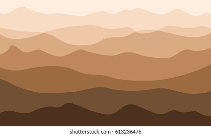 Layered mountains landscape in the morning. Vector nature background.