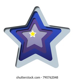 Layered multicolor star on white background. Paper art style vector illustration.