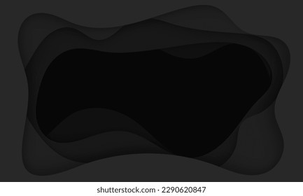 Layered openwork background, black vector illustration