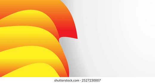 Layered orange and yellow shapes against a white background.