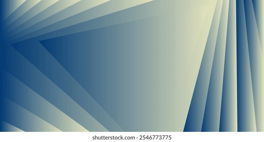 Capas superpuestas, tonos claros y oscuros de azul y beige. Triángulos.
