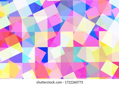 Layered pastel vector background. Harlequin mosaic overlay abstraction. Trendy abstract surface design. Modern technology wallpaper. Colorful banner template. Color block ornament. Digital texture