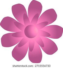Ilustração de flor rosa em camadas com pétalas de gradiente isoladas para decoração de design de elemento, cartão de saudação