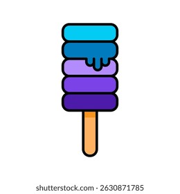 Layered Popsicle Ice Cream Frozen Dessert Line Icon Food Summer Sweet Treat Flat Outline Vector Editable Easy to Edit Symbol