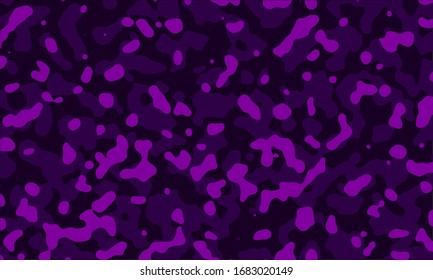 Layered, purple, abstract shapes from bright to dark against a dark background. Vector has a camouflage effect. Colorful illustration is great for backdrops or banners