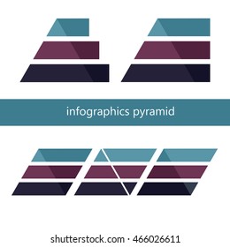 Layered pyramid chart diagram in flat style. Different colors, with space for text. Suitable for presentations and advertising. Colorful triangle