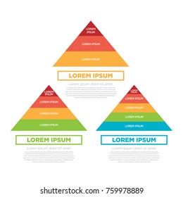 Layered pyramid chart diagram in flat style. Useful for presentations and advertising.