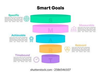 Layered Pyramid Diagram for SMART Goal Framework Vector Illustration