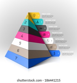 Layered pyramid steps design element. Vector.