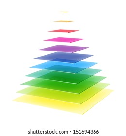 Layered rainbow colored pyramid. Vector.