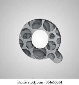 Layered realistic character from a typeface, vector