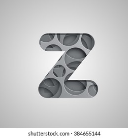 Layered realistic character from a typeface, vector