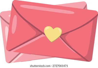 Sobre rojo en capas con sello de corazón que simboliza el romance, cartas de amor y sorpresas de San Valentín
