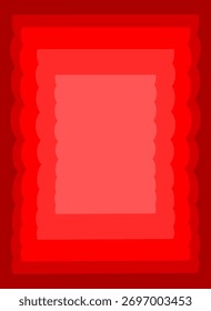 Layered Red Gradient Frame with Wavy Borders, Abstract Rectangular Background Design