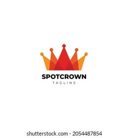 Layered Red King Crown With Spotlight Logo Design Template