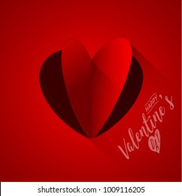 Layered red paper cut heart shape. 14 february romantic event decoration. Greeting card desig. Vector elements Eps10