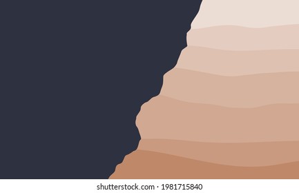 Layered sedimentary cliff. Rock slope.