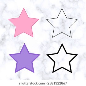 Layered Star shape icons, in thin border, star outline, star cut out Vector illustrations
#B02