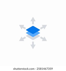 Layered structure with outward arrows icon Vector