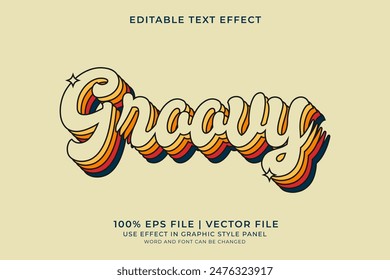 layered text effect Groovy editable vector, vintage style text effect