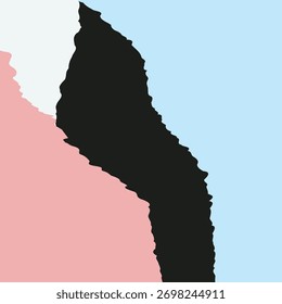 Layered torn paper edges create an abstract composition with jagged lines. Overlapping paper strips form a textured pattern of irregular contours. Cartoon vector illustration.