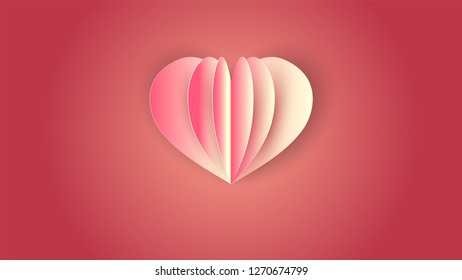 layered Valentine on a red delicate background