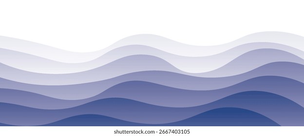 Ilustración de fondo de Vector en capas de las olas del océano y la Ilustración vectorial de la playa del mar. Perfecto para Anuncios de paisaje.