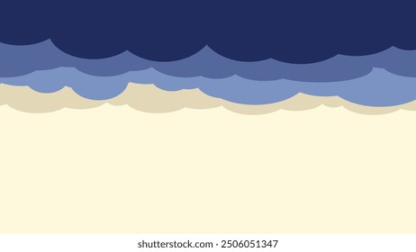Layered vector background illustration of sky waves and cloudy clear sky vector illustration
