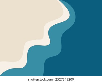 Layered vector illustration featuring ocean waves and a serene beach background, perfect for summer-themed designs and projects.