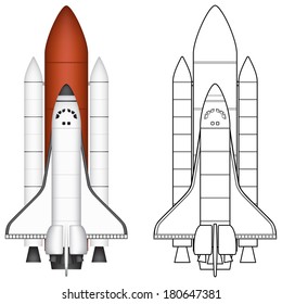 Layered vector illustration of a spacecraft