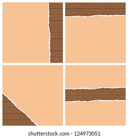 Layered vector illustration of Tear Wallpaper with Board Wall background.