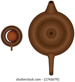Layered vector illustration of traditional Teapot and Teacup.