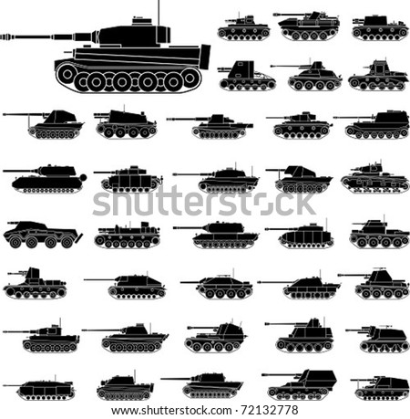 Layered vector illustration of various German Tanks which were used in World War II.