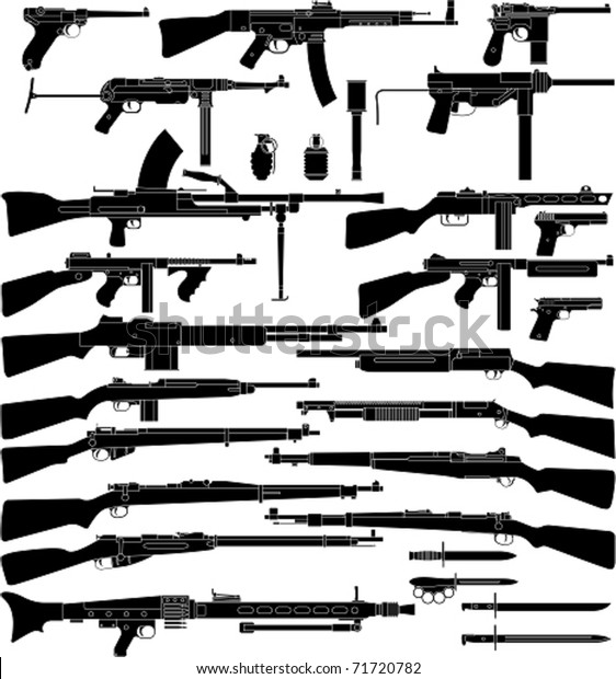 Layered Vector Illustration Various Weapons Which Stock Vector Royalty Free 71720782