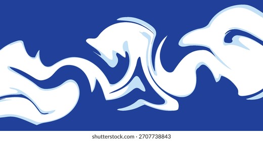 Schichtförmige Wellen des blauen Ozeans oder Meeres mit unterschiedlichen weißen Gradienten. 