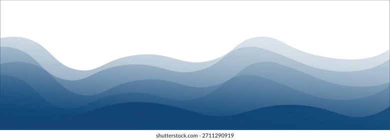 Ondas en capas de océano azul o blanco con varios efectos de gradiente. Ideal para Plantillas de diseño de playa. Fondo de arte de agua de Vector para la venta de verano o Anuncios de promoción con un patrón de arte de Clip ondulado suave. eps 10