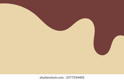 Layered Wavy Background. Wavy Chocolate Illustration. Flowing Melted Coffee. Earthy Soft Brown Color.