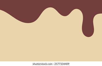 Layered Wavy Background. Wavy Chocolate Illustration. Flowing Melted Coffee. Earthy Soft Brown Color.