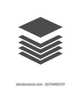 Ícone de pilha de páginas da Web em camadas que simboliza vários modelos de site e componentes de interface de usuário