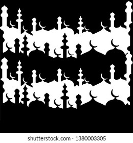 layers of black and white mosque silhouette