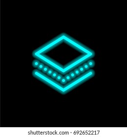 Layers blue glowing neon ui ux icon. Glowing sign logo vector