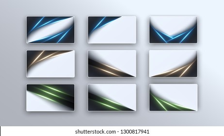 Layers of carbon triangles. Layout blank or card. Vector techno background from sheets of metal. Geometrical Shapes from cut Paper. Card set