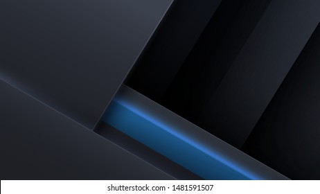 Layers of carbon triangles. Layout blank or card. Vector techno background from sheets of metal. Geometrical Shapes from cut Paper
