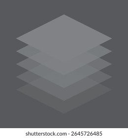 Layers of different shades of grey. 3D rhombus background.