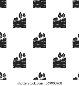 Layers of the earth icon in black style isolated on white background. Mine pattern stock vector illustration.