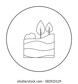 Layers of the earth icon in outline style isolated on white background. Mine symbol stock vector illustration.