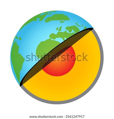Layers of the Earth Illustration with Core, Mantle and Crust Layer