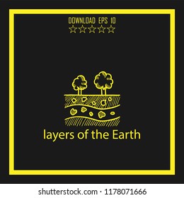 layers of the Earth sketch vector icon