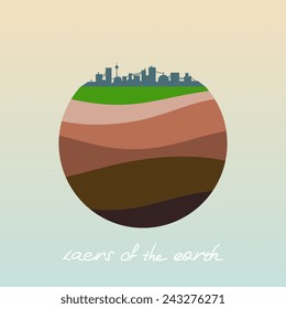 Layers of the earth. Vector flat icon.