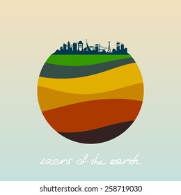 Layers of the earth. Vector flat icon.